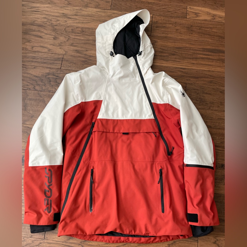 Spyder Ski Jacket with Red and White Highlights, mens size S